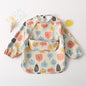BIB BAYI BAJU BLW LENGAN PANJANG / BABY SILICONE CELEMEK MAKAN MPASI / SLABBER / TATAKAN AIR LIUR CATALOG DQIN DAH