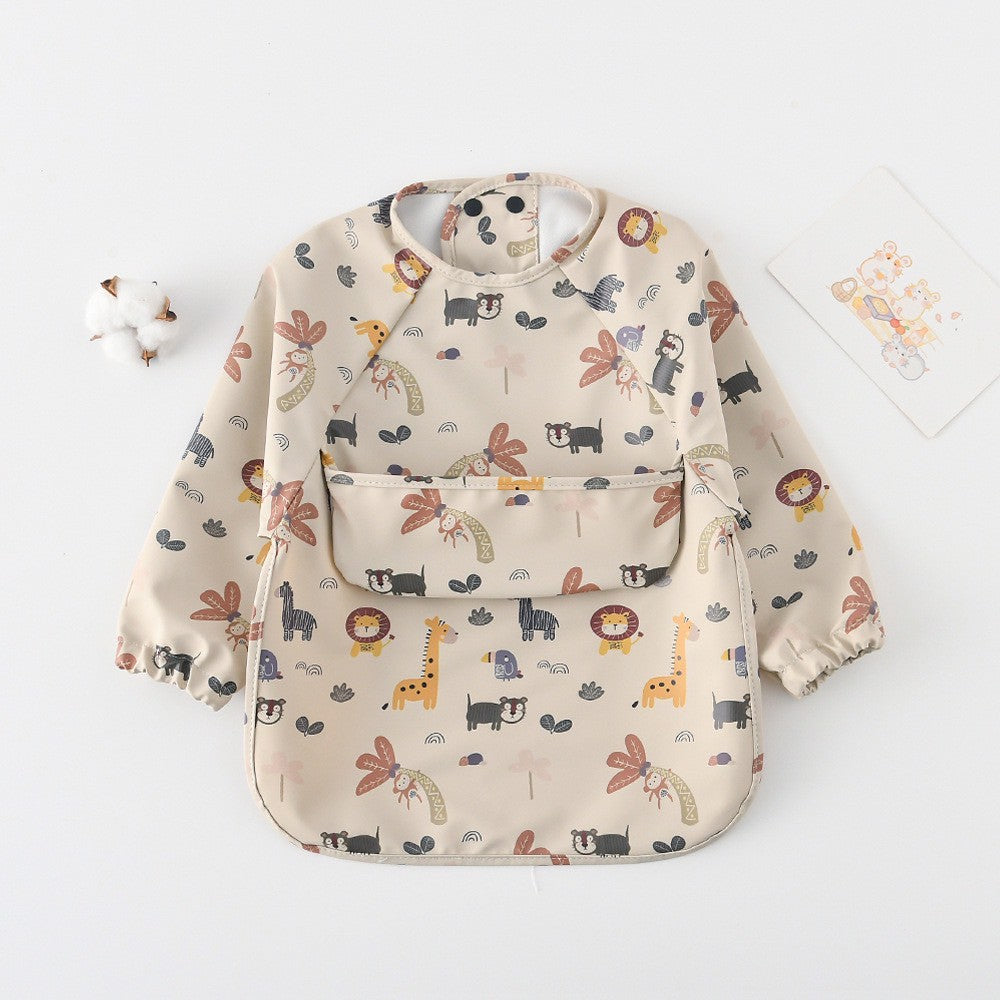 BIB BAYI BAJU BLW LENGAN PANJANG / BABY SILICONE CELEMEK MAKAN MPASI / SLABBER / TATAKAN AIR LIUR CATALOG DQIN DAH