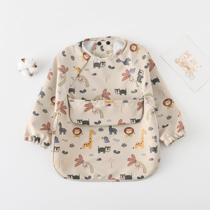 BIB BAYI BAJU BLW LENGAN PANJANG / BABY SILICONE CELEMEK MAKAN MPASI / SLABBER / TATAKAN AIR LIUR CATALOG DQIN DAH