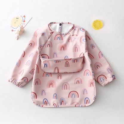BIB BAYI BAJU BLW LENGAN PANJANG / BABY SILICONE CELEMEK MAKAN MPASI / SLABBER / TATAKAN AIR LIUR CATALOG DQIN DAH