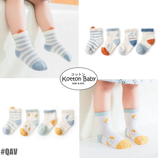 SALE [4 PSG] 0-5 thn | KAOS KAKI BAYI ANAK IMPOR SOCKS LUCU KARAKTER KARTUN UNISEX Catalog QN QAV