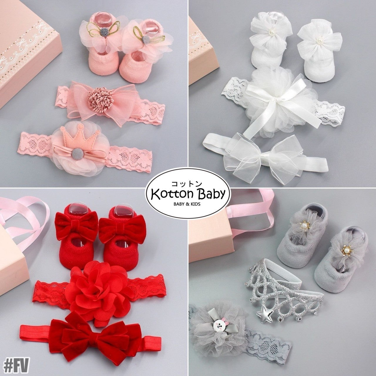 0-2 thn | 2in1 (Kaos kaki + Bandana) BAYI ANAK IMPOR SOCKS LUCU ANAK PEREMPUAN catalog JYRF FV
