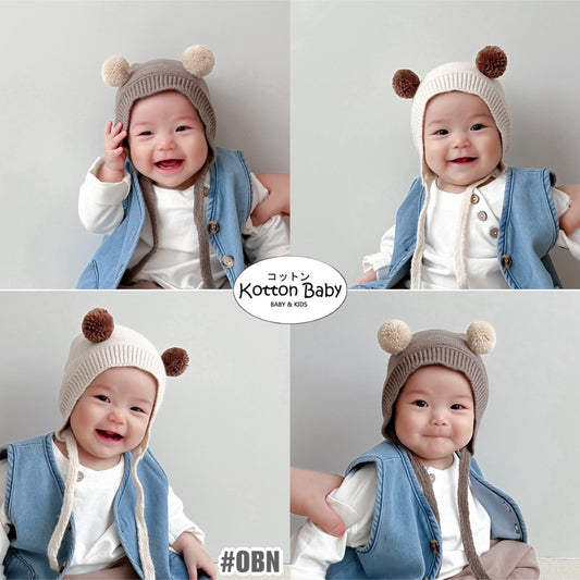 0-2 thn || Topi Bonnet Polos Bayi Newborn Anak Baby Emen Anak Impor catalog OIMG OBN
