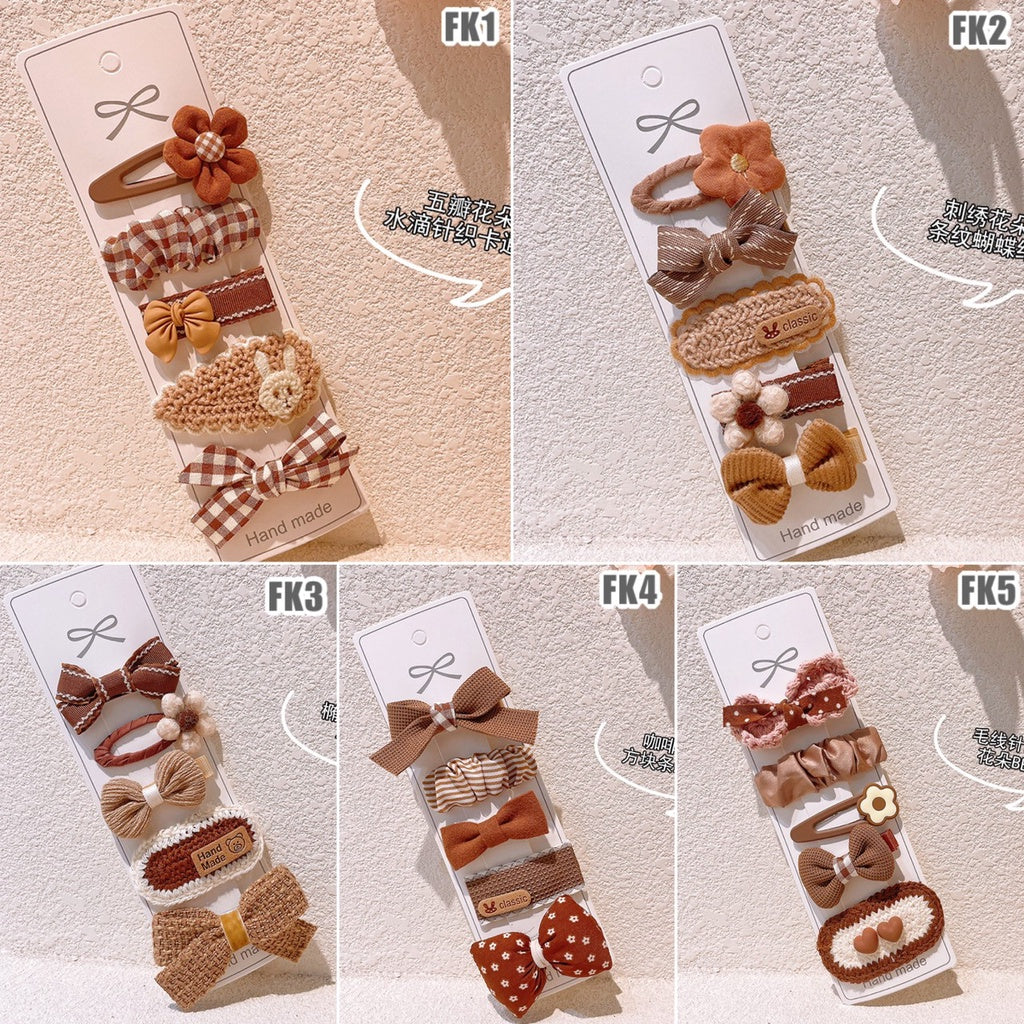 (isi 5pcs) Set Jepitan rambut | Pita Rambut | bayi anak bunga import perempuan aksesoris catalog JYRF FK