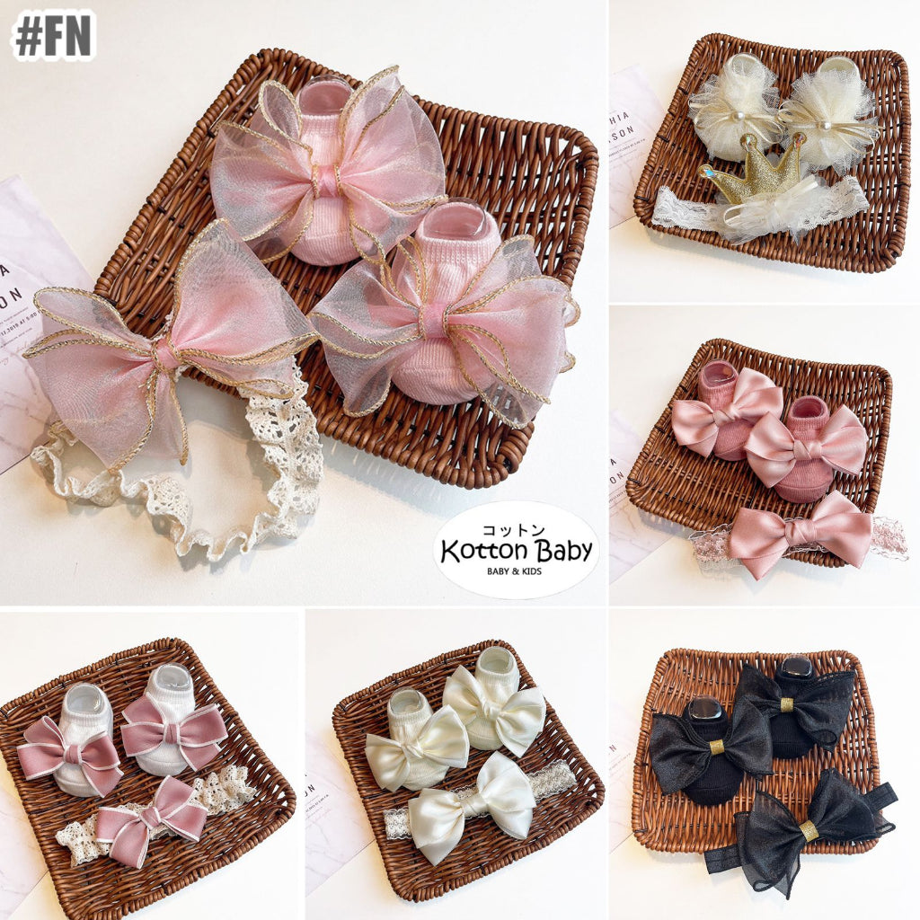 0-2 thn | 2in1 (Kaos kaki + Bandana) BAYI ANAK IMPOR SOCKS LUCU ANAK PEREMPUAN catalog JYRF FN