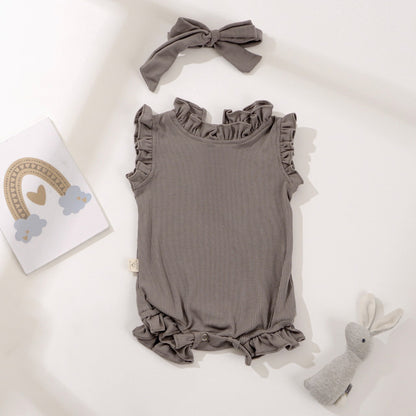 TINYME || (free bandana) 0-18bln JUMPER RUFFLE BASIC BAYI | JUMPSUIT ROMPER BAJU ANAK  catalog TMTM ELENA