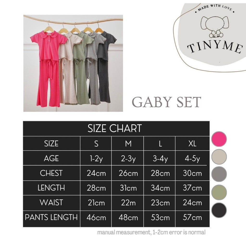 TINYME 1-5 thn || SETELAN KAOS CELANA KULOT ANAK SET ATASAN BAYI catalog TMTM GABY