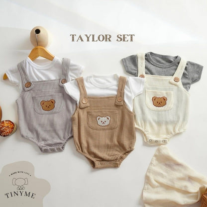 TINYME 0-18 bln || Set Jumpsuit Overall + Kaos  Celana Kodok Gantung Luaran Anak Bayi Catalog TMTM TAYLOR