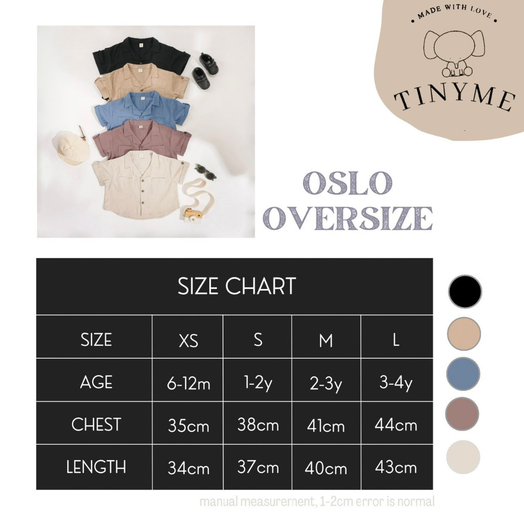 TINYME 1-4thn | Kemeja Oversize Unisex Baju Anak Atasan Formal Bayi  catalog TMTM OSLO