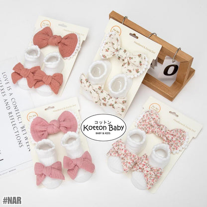 0-2 thn | 2in1 (Kaos kaki + Bandana) BAYI ANAK IMPOR SOCKS LUCU ANAK PEREMPUAN catalog QUIN NAR