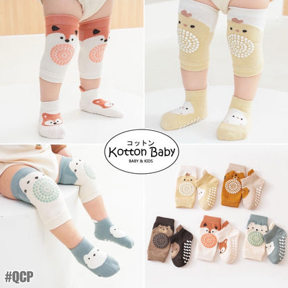 [2in1] 0-3 thn |KAOS KAKI+KNEE PAD ALAS LUTUT BAYI ANAK IMPOR NEWBORN SOCKS PELINDUNG catalog QN QCP