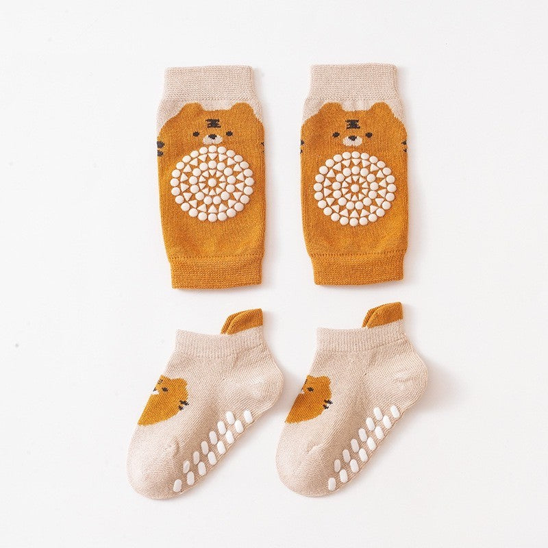 [2in1] 0-3 thn |KAOS KAKI+KNEE PAD ALAS LUTUT BAYI ANAK IMPOR NEWBORN SOCKS PELINDUNG catalog QN QCP
