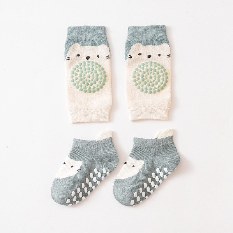 [2in1] 0-3 thn |KAOS KAKI+KNEE PAD ALAS LUTUT BAYI ANAK IMPOR NEWBORN SOCKS PELINDUNG catalog QN QCP