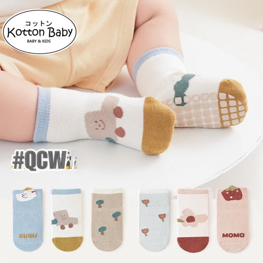 [3 PSG] 0-3 thn | KAOS KAKI BAYI ANAK IMPOR SOCKS LUCU KARAKTER KARTUN UNISEX catalog QN QCW