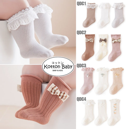 [3 PSG] 0-3 thn | KAOS KAKI BAYI ANAK IMPOR SOCKS LUCU KARAKTER KARTUN PEREMPUAN catalog QN QDC