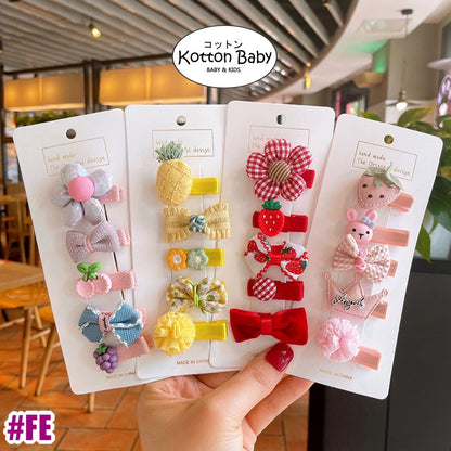 (isi 5pcs) Set Jepitan rambut | Pita Rambut | bayi anak bunga import perempuan aksesoris catalog JYRF FE