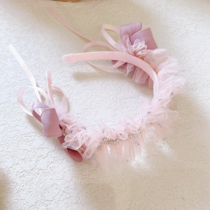 Bando Lace Princess Anak Bow | Mahkota Bandana Pita Rambut Aksesoris Kepala | premium import perempuan catalog WGEP PB