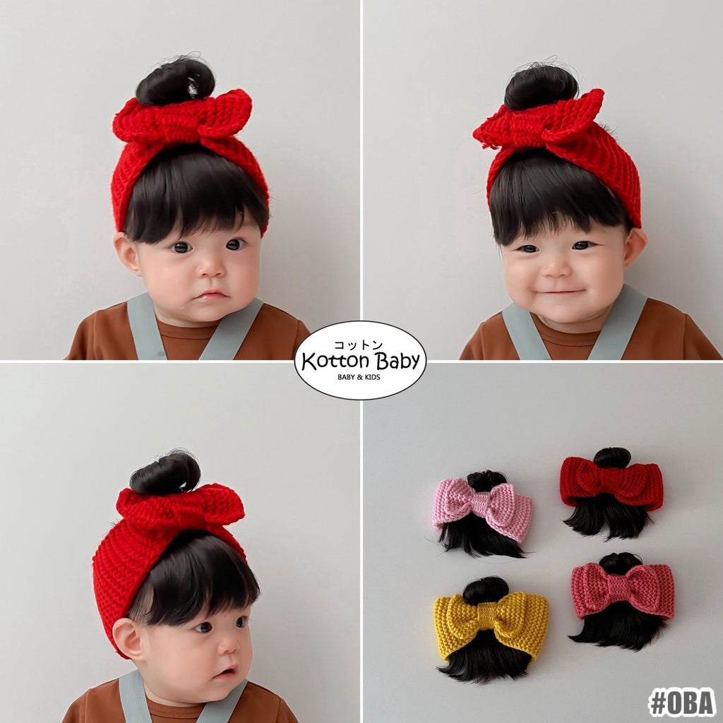 0-3 thn || Bandana Wig Korea Poni Rambut Palsu Topi Cepol Bayi Newborn Anak Catalog OIMG OBA