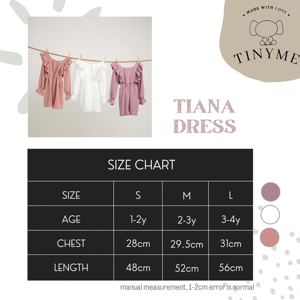 TINYME 1-4thn | DRESS BAYI ANAK BASIC CASUAL PESTA ELEGAN FORMAL PEREMPUAN catalog TMTM TIANA