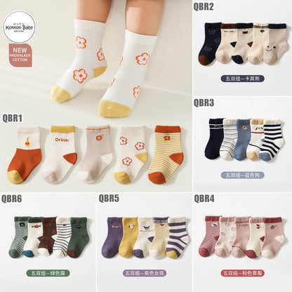 [SALE] [5 PSG] 0-8 thn | KAOS KAKI BAYI ANAK IMPOR SOCKS LUCU KARAKTER KARTUN UNISEX QN QBR