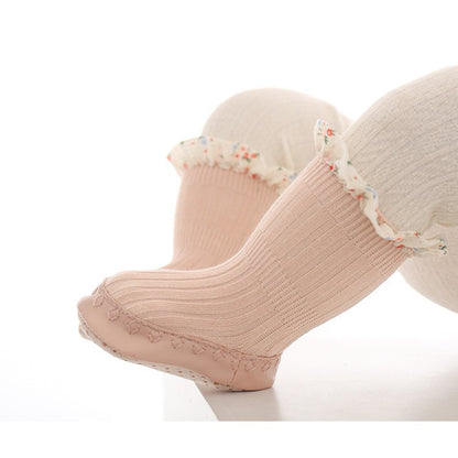 0-2 thn KAOS KAKI RUFFLE LACE ANTI SLIP PREWALKER SEPATU BAYI ANAK SHOES catalog NMBB FO