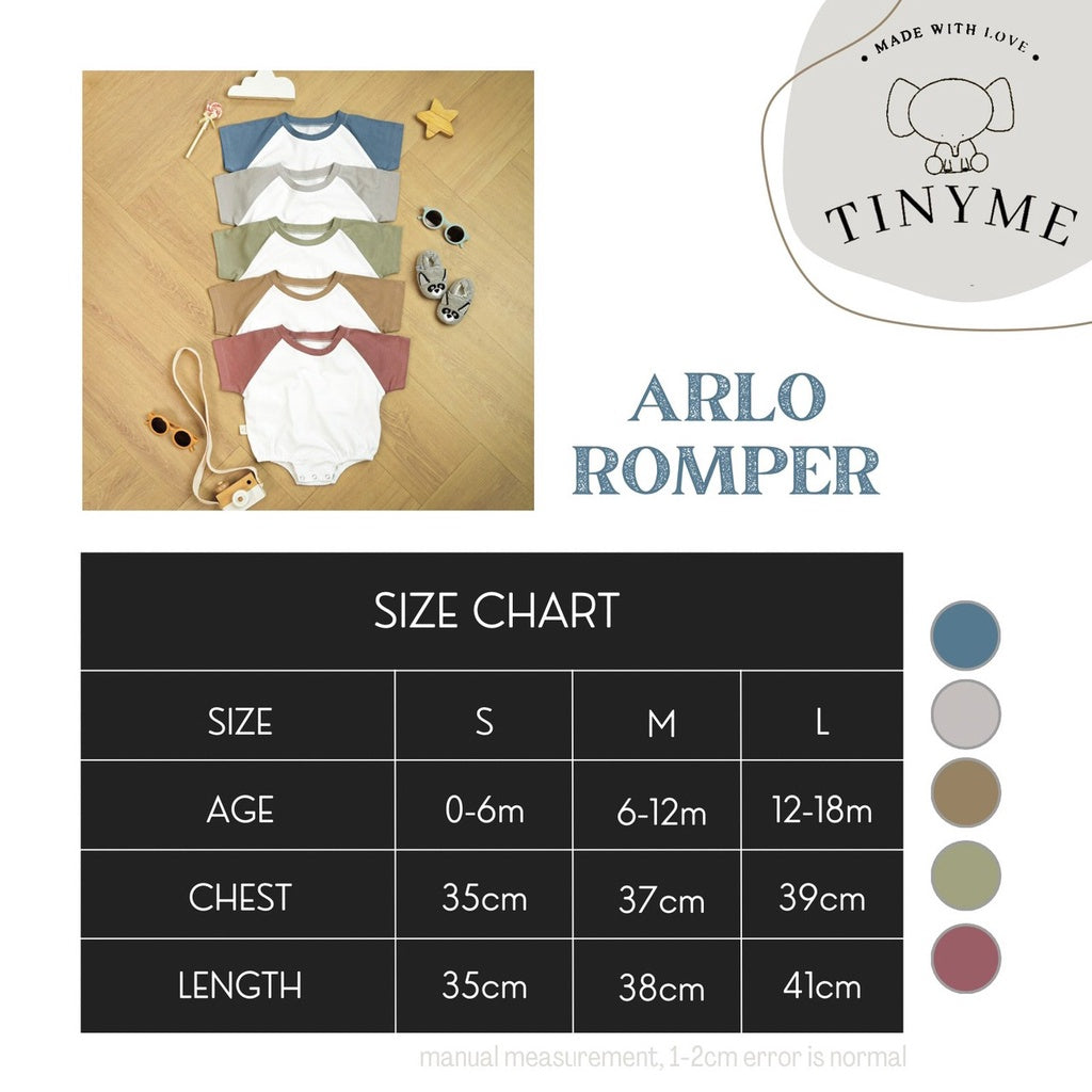 TINYME 0-18bln KATUN PREMIUM ROMPER BASIC BAYI | JUMPSUIT JUMPER BAJU PAKAIAN ANAK BABY catalog TMTM ARLO