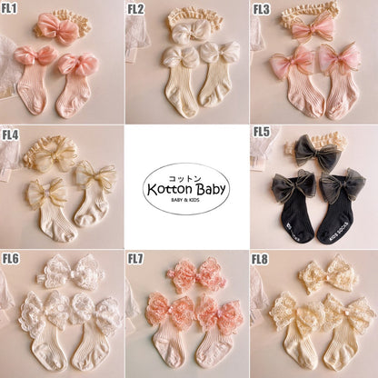1-3 thn | 2in 1 (Kaos kaki + Bandana) BAYI ANAK IMPOR SOCKS LUCU ANAK PEREMPUAN catalog JYRF FL