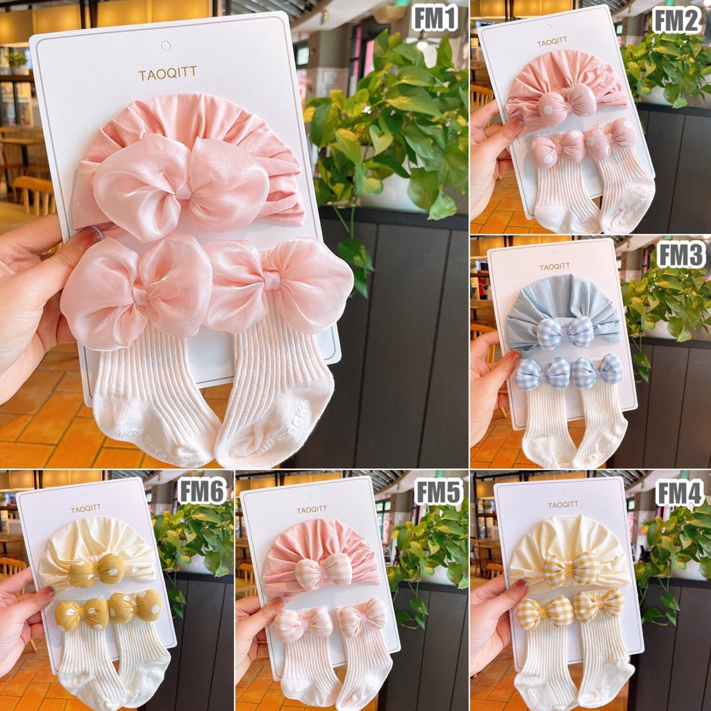 1-3 thn | 2in1 (Kaos kaki + Turban) BAYI ANAK IMPOR SOCKS TOPI LUCU ANAK PEREMPUAN catalog JYRF FM