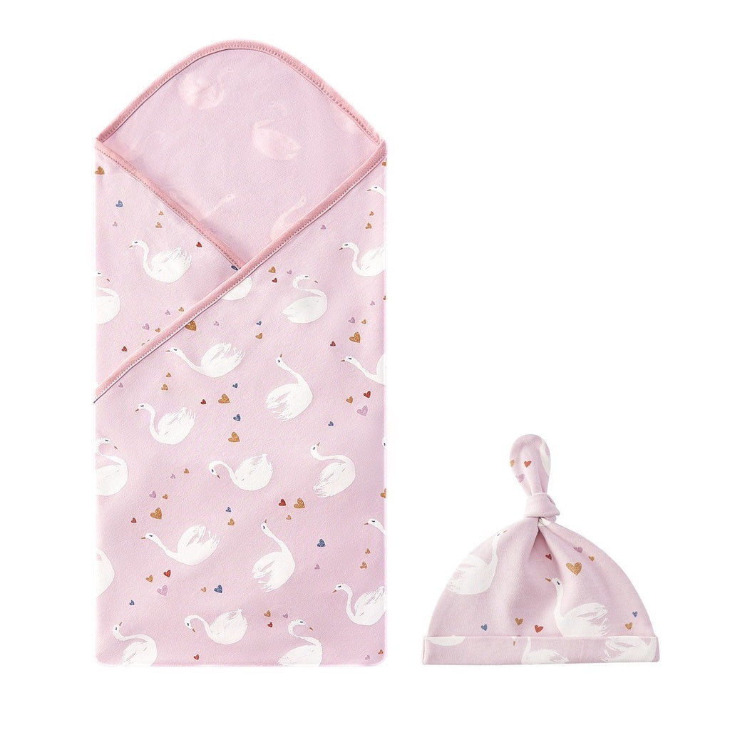 2in1 bedong katun + topi newborn set kain swaddle bayi catalog NSLR RD