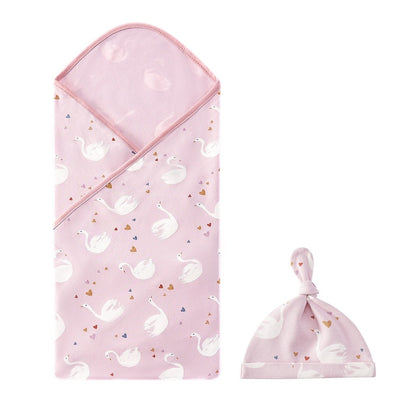 2in1 bedong katun + topi newborn set kain swaddle bayi catalog NSLR RD
